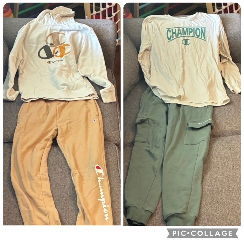Champion Hoodie Set and champion jogger and long sleeve set boys size large (L)